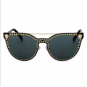 Versace Medusa Flat Top Studded Sunglasses